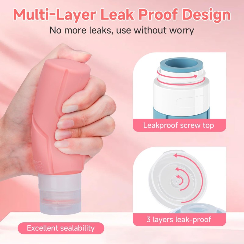 Alyvisun 14-teiliges Silikon-Reiseflaschen für Toilettenartikel, nachfüllbare Reiseflaschen, 30 ml Cremedosen