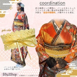 [§Bg3] Obi Fastening Pearl Webbing Yukata Pearl Obi Decoration String Belt Clasp Fake Pearl Layering Coming of Age Ceremony Silver, Silver