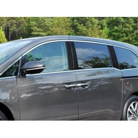 Rvinyl Pillar Post Window Trim Compatible with Honda Odyssey 2011-2017 - Matte (Black)