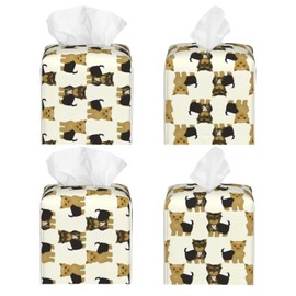 WCMYII Tissue Box Cover Yorkshire Terrier Cute Yorkie Dog Pet Modern PU Leather Square Tissue Box Holder - Decorative Holder/Organizer for Bathroom Vanity Countertop, Night Stands, Office Desk & Car