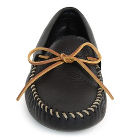 Minnetonka Mens Double Deerskin Softsole Slipper, Black Deerskin, Size 10