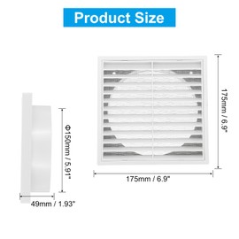 PATIKIL 6" Wall Vent, ABS Gable Vent Grille Louvered Square Louver Air Vent Cover with Screen Mesh for Exterior Wall AC HVAC Intake Exhaust Ventilation