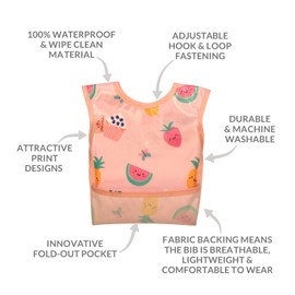 Vivetta Meal Apron, Dryer Safe, Nursery, Baby Food, Baby Bib, Pink Yummy Treat