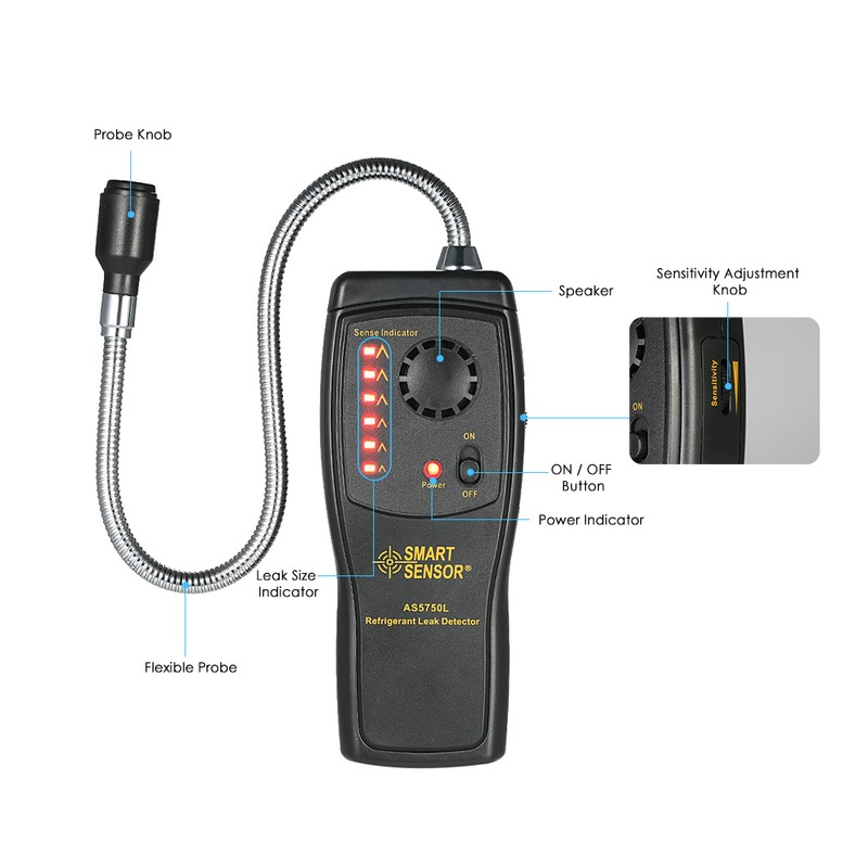SMART SENSOR Hand-held CFCs HCFCs HFCs Halogen Gas Detector Refrigerant