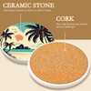Drink Coasters with Holder,6 Pcs Palm Trees Beach Sunset Absorbent
