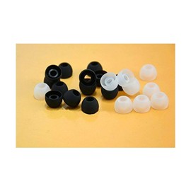 Medium Earbud Tips Silicone Rubber Replacements - 10 Black, 10 Clear