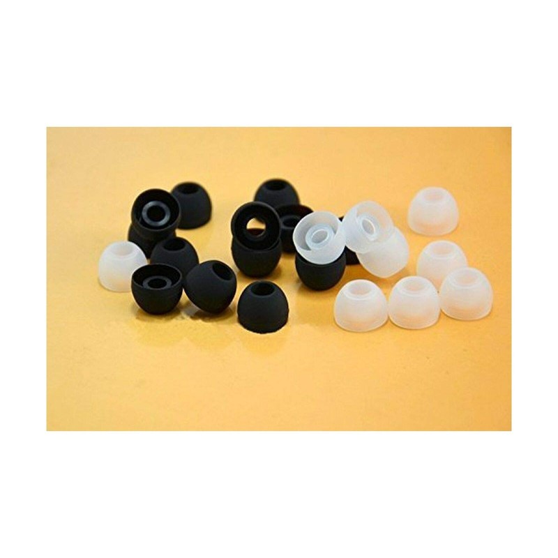 Medium Earbud Tips Silicone Rubber Replacements - 10 Black, 10