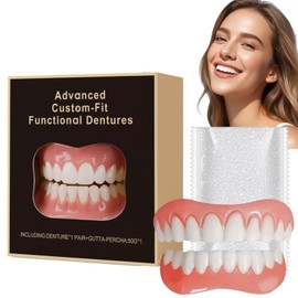 False Teeth Set for Adults,Clip in Veneers Teeth Top and Bottom,Snap On Veneers Teeth,Adjustable Snap-On Dentures,Temporary Teeth Covers,Tooth Veneers for Women and Men,Natural