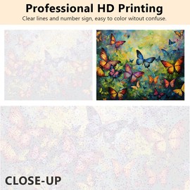 TISHIRON Butterfly Paint by Number for Adults, Watercolor Texture Paint by Numbers Kits for Beginner, Nature Art Painting Kit DIY Canvas Arts with Brushes and Pigment, 16x20 Inch, Frameless