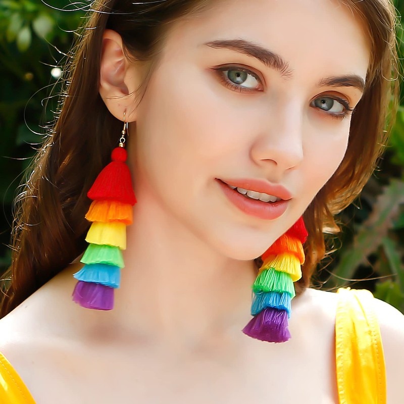 Rainbow Earrings for Women Men Pride Accessories Colorful Earrings (Rainbow