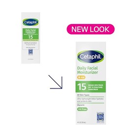 Cetaphil Hidratante facial diario SPF 15, 4 onzas líquidas, hidratante facial suave para tipos de piel seca a normal, sin fragancia añadida, paquete d