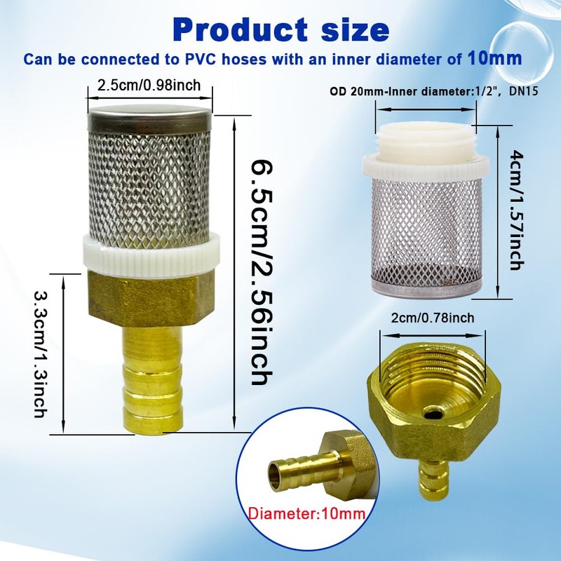 AIMCOCO 10mm Inline Strainers Filter Copper Tube Joint 10mm Diameter