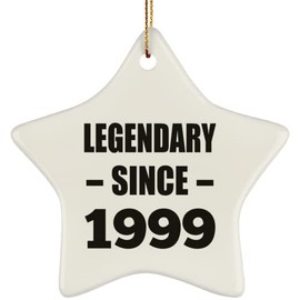 Designsify Christmas Tree Decoration, 25th Birthday Legendary Since 1999, Star Ornament, Gifts for Anniversary Valentines Mom Mothers Fathers Day Party, to Men Women Him Her Friend Mom Dad Wife