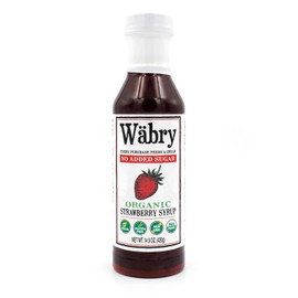 Wäbry Organic Syrup (Strawberry, No Sugar Added) 13.8 oz BPA-Free Plastic, Sweetened with Erythritol/Stevia