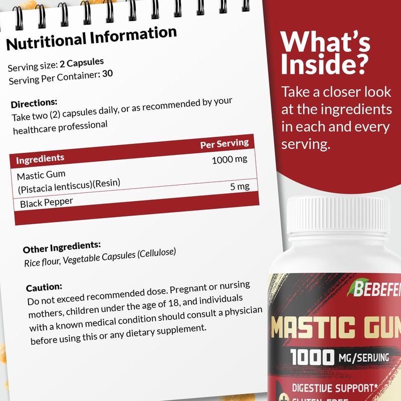 Mastic Gum 1000 mg Supplement - Dietary Supplement for Supports