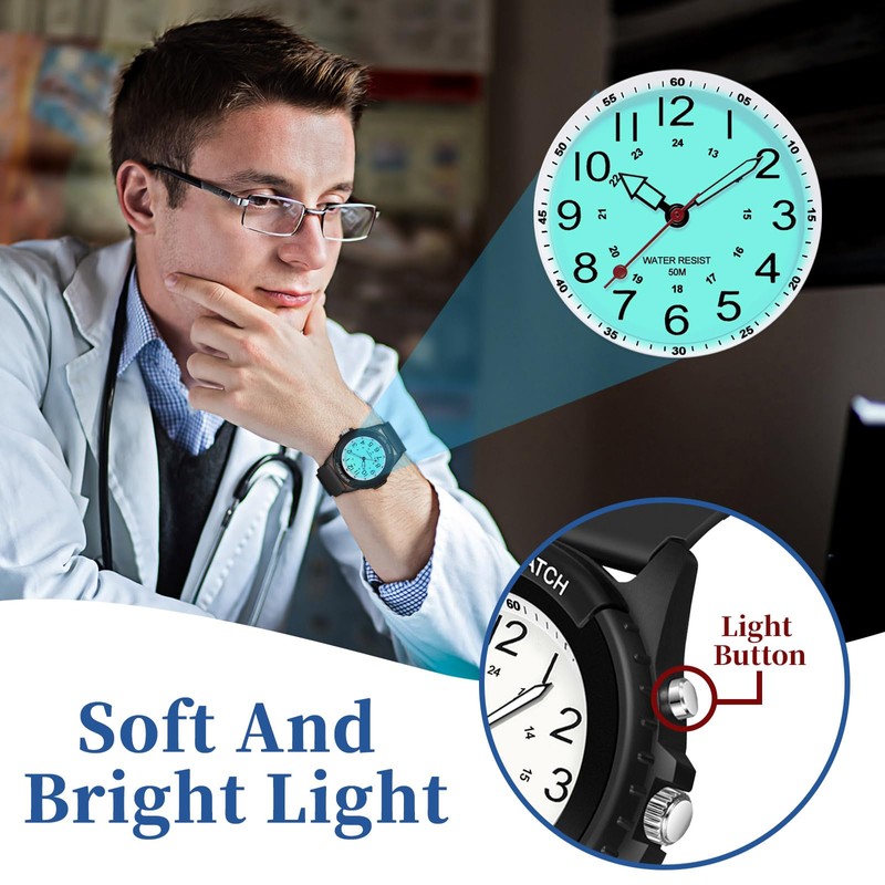 PROKING Analog Watch for Women Nurses 50M Waterproof Night Light