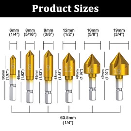 LINXINS 11Pieces Countersink Drill Bit Set,6Pcs Countersink Bit for Metal 5Pcs Counter Sink Drill Bits for Wood High Speed Steel Counter Sinker Drill Bits for Woodworking, Wood Drilling