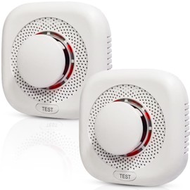 Optical Smoke Alarm 2 Pack,Smoke Detector for Home with Test Button & Silence Button,Fire Alarm with LED Indicator,Photoelectric Smoke Alarm Battery Operated