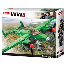 Sluban WW2 Tupolev TU-2 Bomber M38-B0688-311 Pieces. 100% Compatible. Includes Box. Building Bricks Toy (M38-B0688)