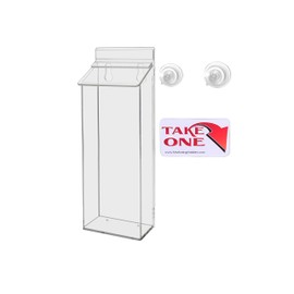 Marketing Holders 2 Pack Suction Cup Outdoor Brochure Holder Holds 4 x 9 Inch Trifold Advertisements Glass Wall or Window Mount Includes Take One Sticker Clear Acrylic Handouts Box
