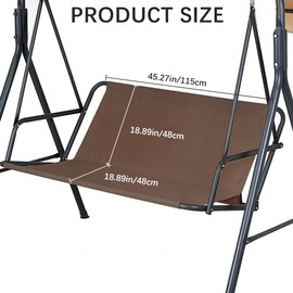 CREATCABIN Replacement Swing Seat Cover 600D Thickened Oxford Cloth Swing Chair Bench Cover Waterproof Porch Patio Swing Cushion Cover Replacements for Outdoor Garden Yard Swings Brown 45x18.9x18.9in