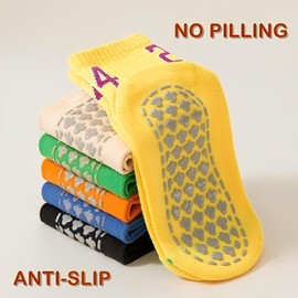 Mikitutu 6 Pairs Anti-Skid Trampoline Socks for Kids Bounce House Non Slip Grip Socks for Boys Girls (US, Age, 8 Years, 12 Years, Number)