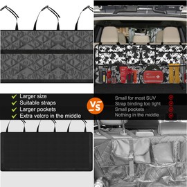 Femuar Car Trunk Organizer,Large Capacity Backseat Trunk Organizer(42"*18"),Collapsible Car Storage Bag with 8 Pocekt,Car Organizer for SUV/MPV/Truck - Cow print