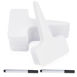 Pack of 100 Plant Signs, Reusable White Plastic Signs for Labelling, Plastic, for Flowers, Herbs, Seeds, Vegetables, Weatherproof (White)