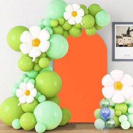 SINSSOWL 6FT Orange Arch Cover Spandex Arch Backdrop Stand Cover Round Top Chiara Backdrop Cover for Wedding Birthday Party Baby Shower Engagement Photographic Photo Backgrounds Decor (Orange)