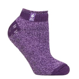 Heat Holders | SockShop | Ladies Original Ankle Thermal Slipper Socks | Non-Slip Grip Sole | Winter Warm & Cozy | Women's Sizes UK 9-12 US 10-13 | Purple Twist Big Foot