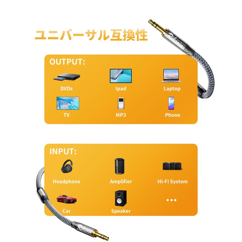 RIKSOIN Audio Cable, 3.5mm Aux Cable (Innovation, Magnetic Ring Noise