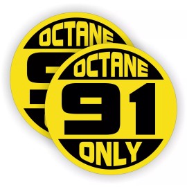 Unbranded (2) 91 OCTANE ONLY Fuel Door Vinyl Stickers | Gasoline Gas Pump Decals | Labels