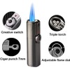 JOBON Retro Flint Ignite Triple Torch Windproof Lighter/Cigar Punch -
