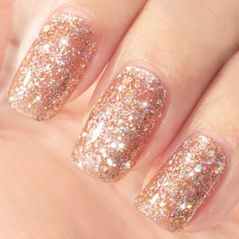 MAYCHAO 15ML Rose Gold Glitter Gel Nail Polish 1Pc Sparkly Rose Gold Gel Polish Soak Off UV LED Nail Polish Nail Art Starter Manicure Salon DIY at Home, 0.5 OZ