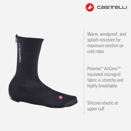 CASTELLI Men’s Espresso 2 Shoecover, Windproof, Water-Resistant & Maximum Warmth Cold Weather Cycling Shoe Cover Protection - Black - Small