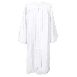 Herrenbek Matte Choir Robe for Church Judge Robes Costumes Pulpit Robe Pastor Baptism Graduation Gown for High School, White, 48