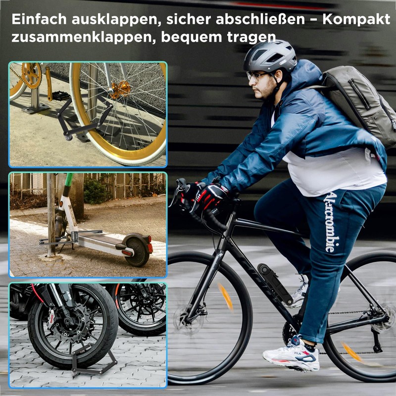 evermotor Bicycle Folding Lock with Bracket, 85 cm Long, High