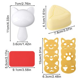 7pcs Cat Rice Ball Mold Set, Cute Cat Kitty Shaped and Triangle Sushi Onigiri Press Mold with Rubber Pad DIY Rice Ball and Sushi Maker Tool Kit