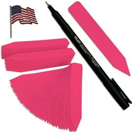 TAGKRAFTERS 5" x 5/8" HOT Pink Premium Pot Stakes with Marker - 200 Pcs - Plastic Plant Tags and Labels - Nursery Garden Tree Labels Waterproof Writeable | Made in The USA |