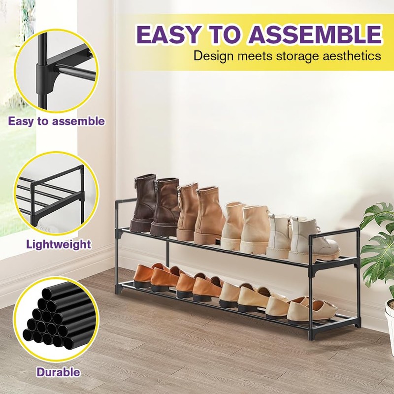 XSBAIHUO Shoe Rack - Metal Shoe Rack Organizer - Stackable
