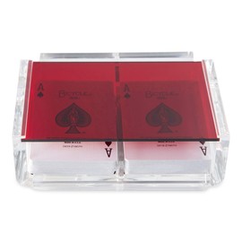 La Canasta Set, Canasta Card Holder Tray with 2 Decks of Playing Cards in Acrylic Box with Sliding Lid and Revolving Base, Keeps Stack of Cards Organized, Easy Rotate and Spins Freely (Red)