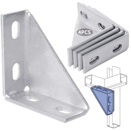 8Pcs 90 Degree Gusseted Fittings, Carbon Steel Q235 4 Hole Right Angle Connector Brackets for 1-5/8" Channel, 4" x 4" x 1-1.5" Gusset Corner Brace Fasteners for Unistrut Channels