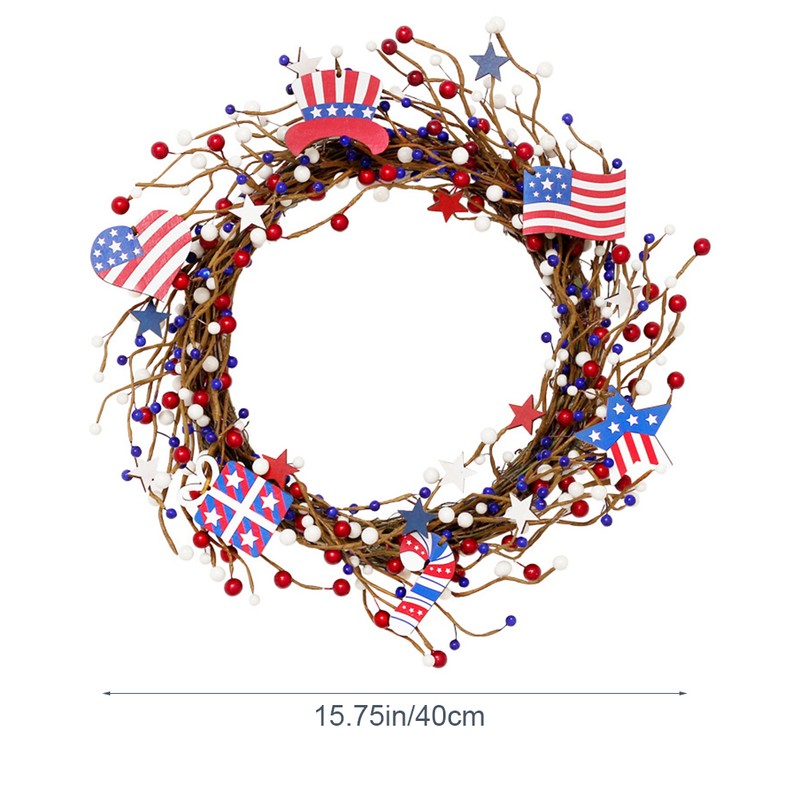 Americana Flag Red Blue Berry White Star Wreath 4th of