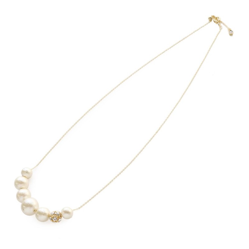 JewelVOX Necklace Slide Adjuster Cotton Pearl Pave Ball Gradient Necklace