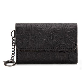 Montana West × Wrangler Coin Purse for Men Women Embossed Leather Coin Pouch Small Wallet, Black