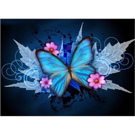 DIY 5D Diamond Painting by Number Kit, Full Drill Round Crystal Rhinestone Embroidery Cross Stitch Home Wall Décor Art Craft Canvas,Butterfly,15.75 x 11.81 inch