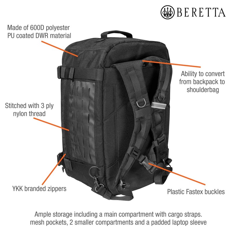 Beretta 49L Field Patrol High-Performance Easy-Access DWR Bag, Black, One
