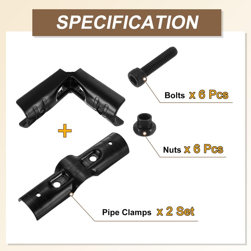 sourcing map 2 Pcs Structural Pipe Connectors, 1-1/8" 4-Way Metal