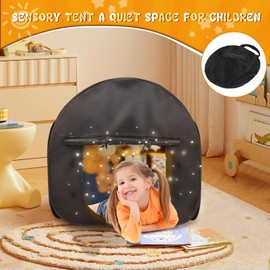 Dollate Sensory Tent for Kids with Autism, Calm Down Corner Tent for Children, ADHD, SPD, Sensory Corner, Portable Pop-up Blackout Play Tent, Travel Bag Home Sensory Tent