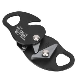 Descensor de escalada, aleación de acero con autofrenación, parada, cuerda de escalada, abrazadera, anillo de rappel, equipo de seguridad de escalada apto para cuerda de 11-12.5 mm(12*8*3cm-negro)